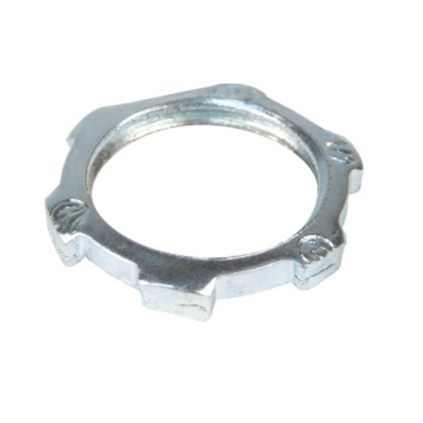 Steel City LN100SC Conduit Locknut, 3/8 in, For Use With Rigid/IMC Conduit, Steel, Zinc Plated